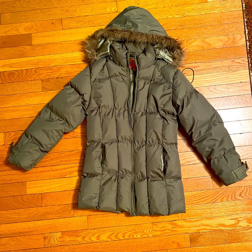 Olive Green Puffer Hooded Coat